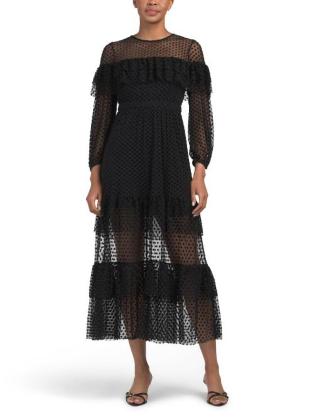 BA&SH Noir Dress With Frill Detail - Picture 1 of 5